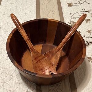 Wooden Salad Bowl Set with Utensils